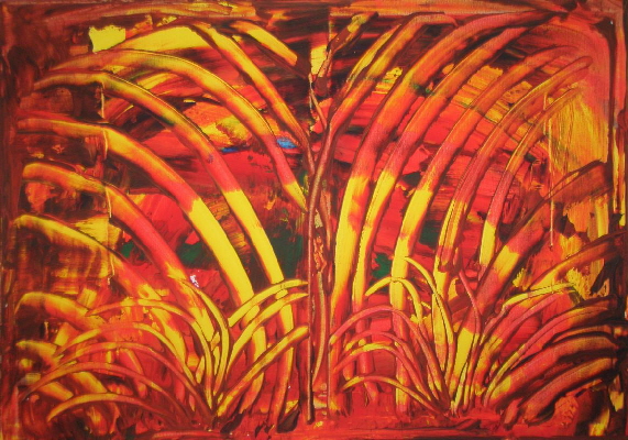 RAIN>FOREST - 06 - sunset -  Acryl auf Lwd - 2025 - 50 x 70 cm